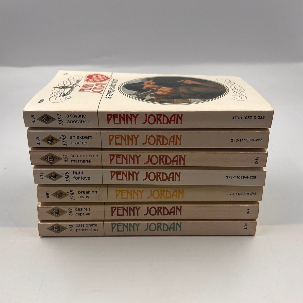 7 Penny Jordan Harlequin Presents Vintage Romance Paperback Book Lot 1980s 1990s